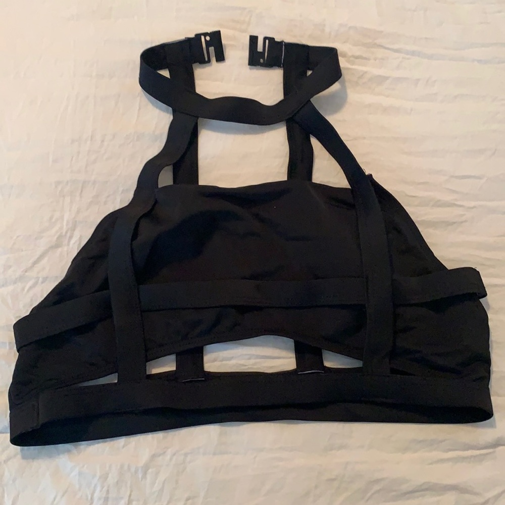 Black strappy underboob bikini top